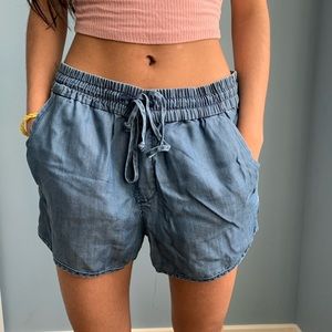 Blue denim looking flowy shorts